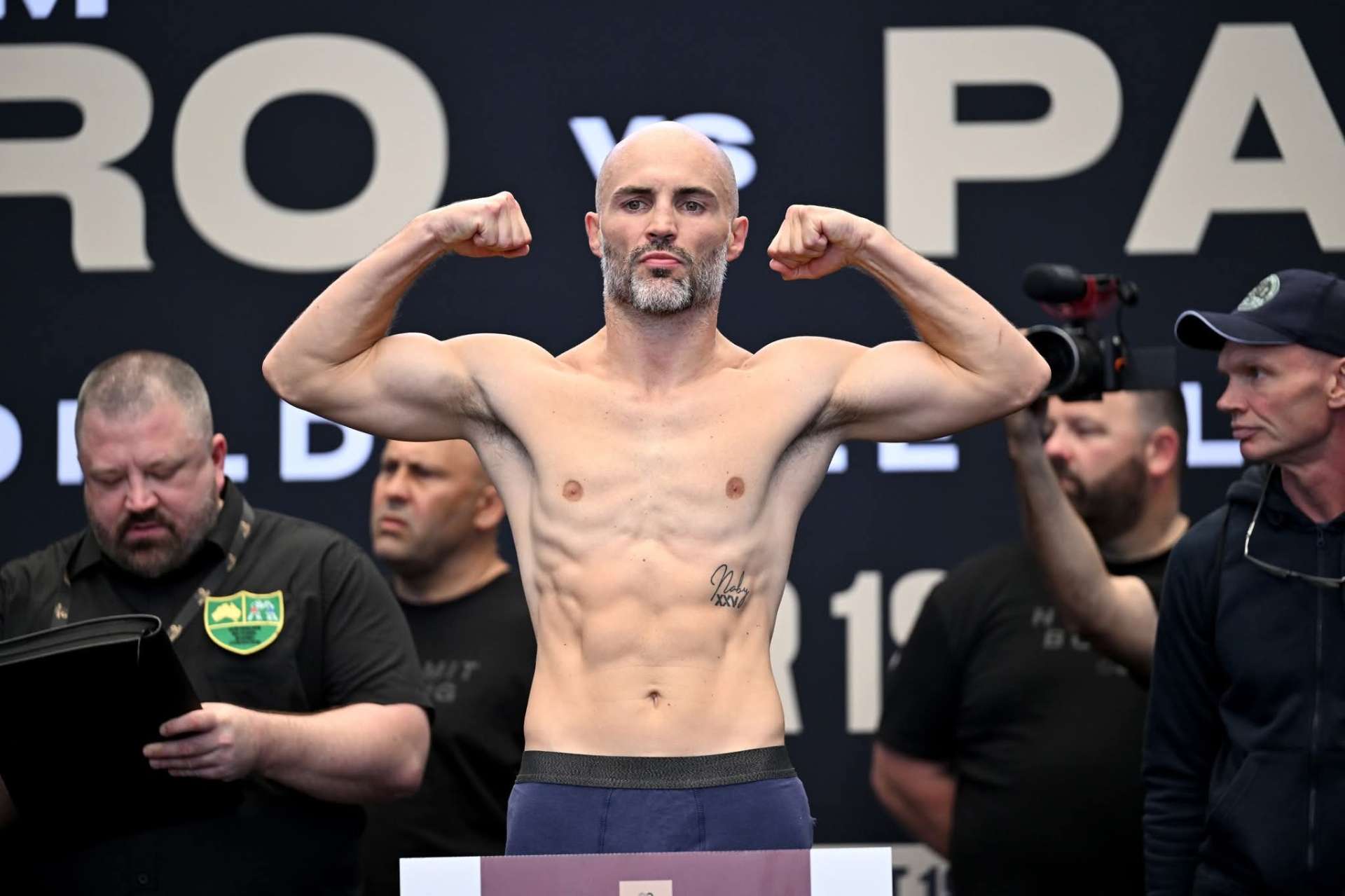 David Papot at the weigh-in for Paro vs Papot, Brisbane 2025