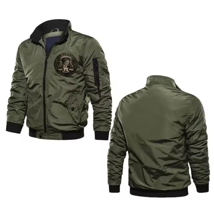 Vue face et dos du blouson kaki militaire Celtic Fighters Boxing